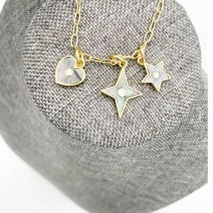 Luna Norte gold tone mother of pearl necklace set